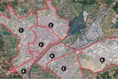 1) Ciutat Jardí-Ronda-Gardeny. 2) Balàfia-Pardinyes. 3) Centre Històric- Zona Alta. 4) Cappont-Instituts. 5) La Bordeta. 6) Magraners. Aquest nou mapa prioritza que els alumnes vagin als centres dels seus barris. Als de l'extraradi, a la inscripció només tindran 30 punts les famílies que visquin a la partida on hi ha el centre. Totes les de la ciutat tindran els mateixos puntos: 10.