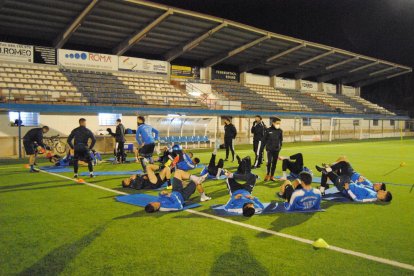 Un entrenamiento reciente del Mollerussa, club que ha mostrado su deseo de volver a competir.