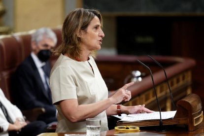 La ministra Teresa Ribera, ayer en el Congreso.