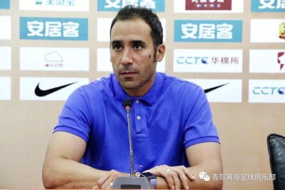 Pep Muñoz, en una rueda de prensa durante su estancia en China.