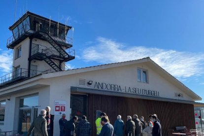 El simulacre que va acollir ahir l’aeroport de la Seu-Andorra.