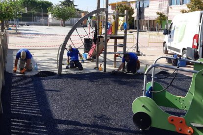 Las obras que se ejecutan en el parque lúdico del colegio.