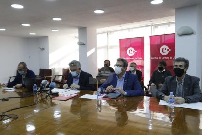 La rueda de prensa en la Cámara de Comercio de Lleida.