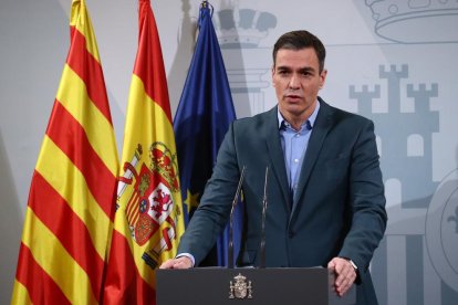 Pedro Sánchez, durante la declaración institucional del domingo 19 de diciembre.