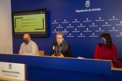 Un momento de la rueda de prensa de presentación del proyecto, este lunes en la Diputación de Lleida.