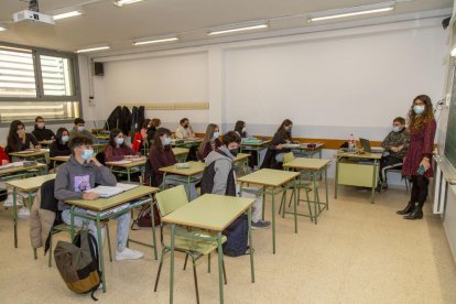 Imatge d’una classe de Batxillerat de l’institut Manuel de Montsuar dijous passat.