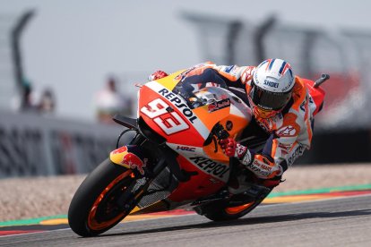 Marc Márquez ahir durant la sessió d’entrenaments.