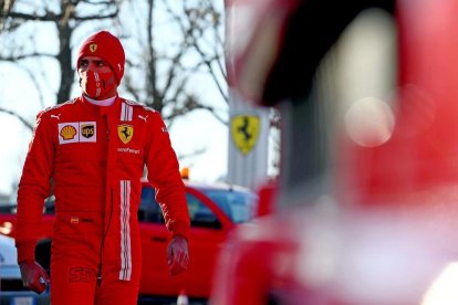 Carlos Sainz, ayer en su segundo día como piloto de Ferrari.