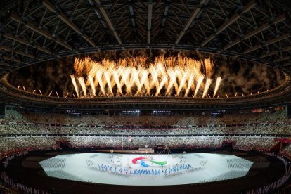 La cerimònia d’inauguració dels Jocs Paralímpics ahir a l’estadi olímpic de Tòquio.