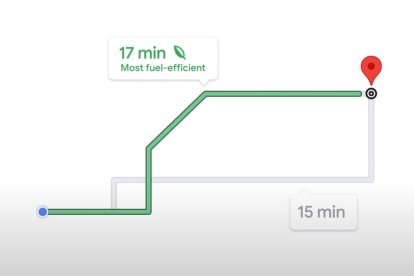 Google maps. L’any que ve, indicarà la ruta que contamini menys si l’hora d’arribada és similar a la ruta més ràpida.