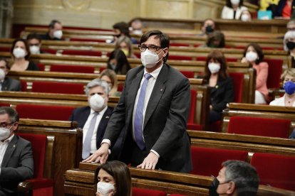 Salvador Illa, ayer durante el debate parlamentario.