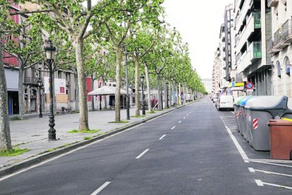 Vista panoràmica de la rambla Ferran de Lleida.