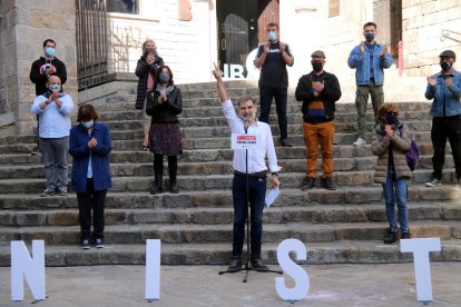 Jordi Cuixart va estar acompanyat d’altres represaliats pel procés en el seu primer acte a Barcelona després de sortir de la presó.