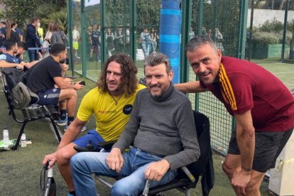 Carles Puyol y Luies Enrique, con Juan Carlos Unzué.