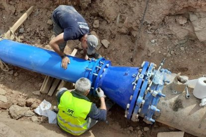 La connexió de la canonada d’emergència a la potabilitzadora de Ratera.