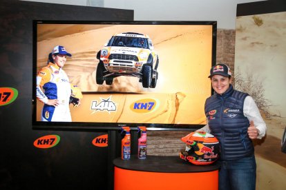 Laia Sanz, ahir durant la presentació prèvia al Dakar.