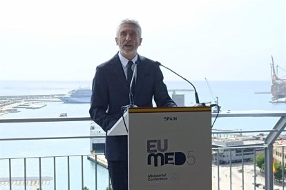 El ministro del Interior, Fernando Grande-Marlaska, ayer en Málaga.