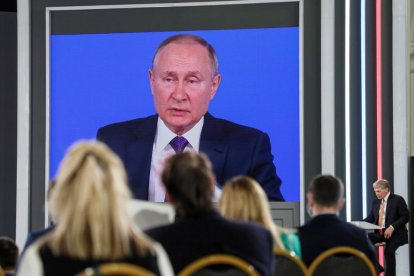 Putin, en la seua multitudinària conferència de premsa anual.