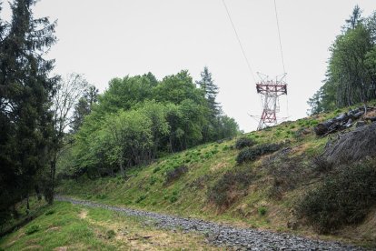 Vista del área donde el teleférico se soltó y cayó cerca de la cima de la línea Stresa-Mottarone.