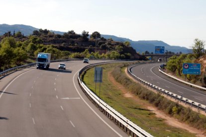 Imatge de l’autopista AP-2, que deixarà de ser de pagament dimecres, al seu pas per l’Albi.