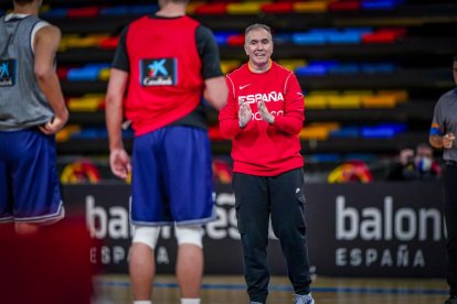 Joaquín Prado, durant l’entrenament de la selecció espanyola.