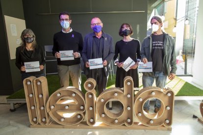 Castro, Postius, Pueyo, Pifarré y Talamonte, ayer en el acto de presentación del presupuesto de 2022. 