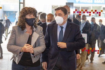 La consellera Jordà i el ministre Planas es dirigeixen a la inauguració de Datagri 2021 a la Llotja.