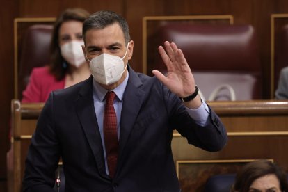 Pedro Sánchez, durant l'última sessió de control al Congrés.