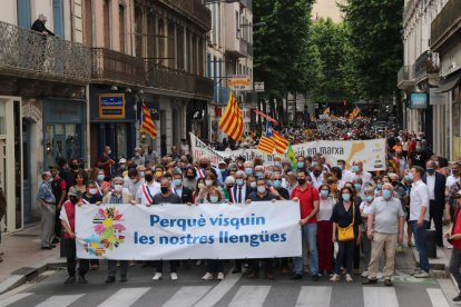 Els manifestants van recórrer el centre de Perpinyà.