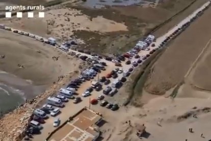 Captura d’un vídeo difós ahir pels Agents Rurals de vehicles al delta de l’Ebre.