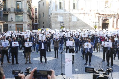 Imatge de la protesta del sector esportiu dimecres a Barcelona.