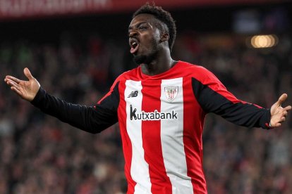 Iñaki Williams, durante un partido con su equipo, el Athletic Club de Bilbao.