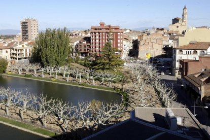 Vista aèria del passeig del Terrall de les Borges Blanques.