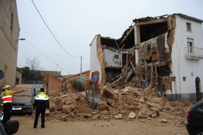 Estado en el que quedó la vivienda de la calle de El Roser de El Palau d’Anglesola tras el desplome.