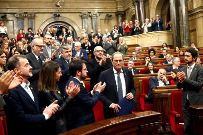 El president Torra, el dia 4 en el ple extraordinari del Parlament en resposta a la resolució de la Junta Electoral Central.