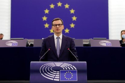 El primer ministro polaco, Mateusz Morawiecki, en Estrasburgo.