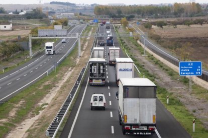 Imagen de ayer del radar de tramo en la autovía a la altura de Tàrrega.
