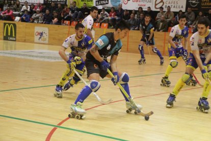 Darío Giménez, durant el partit davant del Caldes, en què va ser determinant en el triomf final per 6-5.