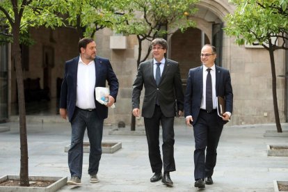 Oriol Junqueras, Carles Puigdemont i Jordi Turull.