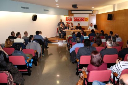 Asamblea celebrada en marzo en Lleida previa a la convocatoria de la huelga.