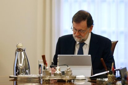 Rajoy, durant el consell de ministres.