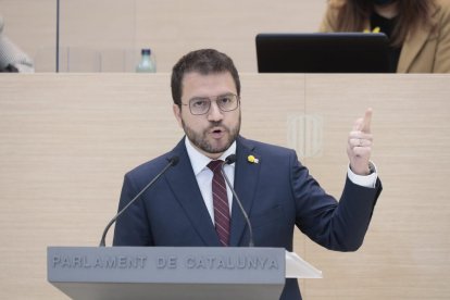 Pere Aragonès, durante el pleno de investidura.