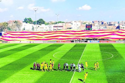 Pancarta que es va exhibir a l’estadi del Reus i que ha estat objecte d’un expedient.