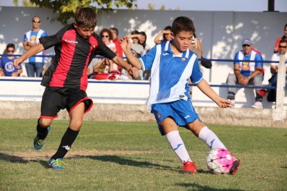 Un jugador del Espanyol controla el balón ante uno del Reus.