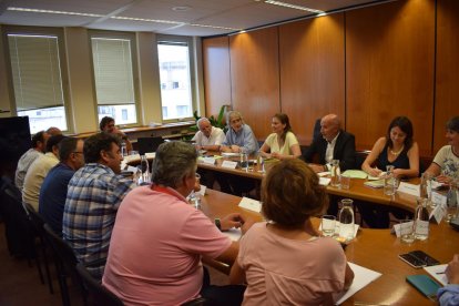 Un moment de la reunió presidida per la consellera Serret.