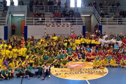 Uns 200 nens i nenes d’una vintena d’equips de tot Catalunya van participar en aquesta jornada Handbolicat a Agramunt.