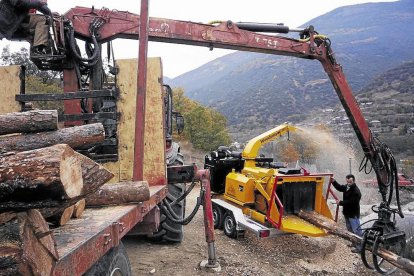 Imatge d’arxiu d’estelles per a biomassa al Pallars Sobirà.