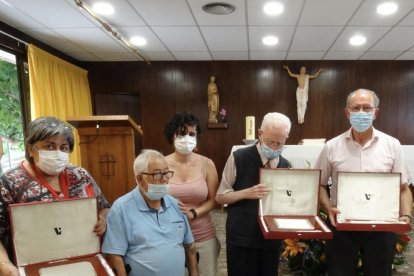 Acte de comiat ahir als tres germans de Sant Joan de Déu al centre d’Almacelles.