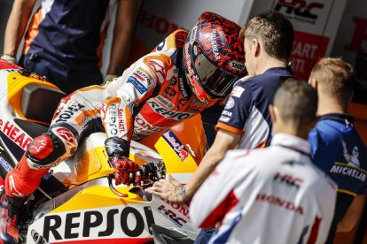 Marc Márquez, durant la jornada de tests ahir a Jerez.