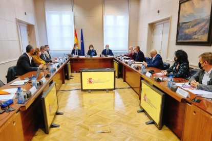 La reunión de la Mesa de Trabajo con el ministerio de Transportes y Movilidad, ayer en Madrid. 